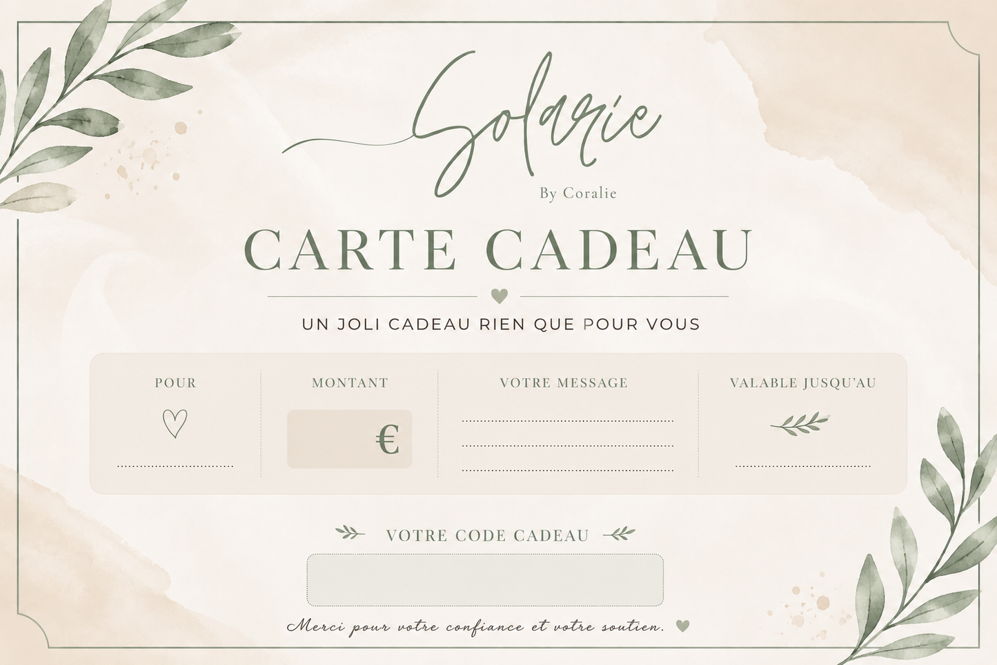 Carte Cadeau Solarie